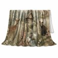 thumbnail image 2 of Woodland Cabin Retreat Bear Deer Vintage Forest Scene, Peaceful Woodland Scene, Warm Flannel Blanket for Living Room and Reading Nook, Wildlife Lovers Friendship Gift, Artistic Home Decor, 2 of 9