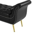 thumbnail image 6 of Flip Top Storage Ottoman Bench, Rolled Arm End of Bed Bench with 2 Pillows and Metal Feet, Entryway Sofa Bench with Tufted Buttons and Nailhead Trim for Bedroom Living Room, Black, 6 of 7