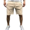 thumbnail image 2 of Pxiakgy Men's Casual Mid Waist Shorts Pant Solid Splice Pocket Drawstring Knee-Length Shorts Casual Loose Fashion Pant Short Khaki + L, 2 of 7