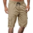 thumbnail image 2 of Men's Cargo Shorts Elastic Waist Drawstring Shorts Pants Outdoor Casual Workout Lightweight Big and Tall Camo Cargo Shorts with Multi-Pocket Quick Dry Beach Shorts,Beige M, 2 of 5