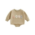 thumbnail image 2 of Musuos nfant Baby Fall Romper, 3 6 9 12M Fuzzy Letter Embroidery Long Sleeve Round Neck Bodysuit, 2 of 10