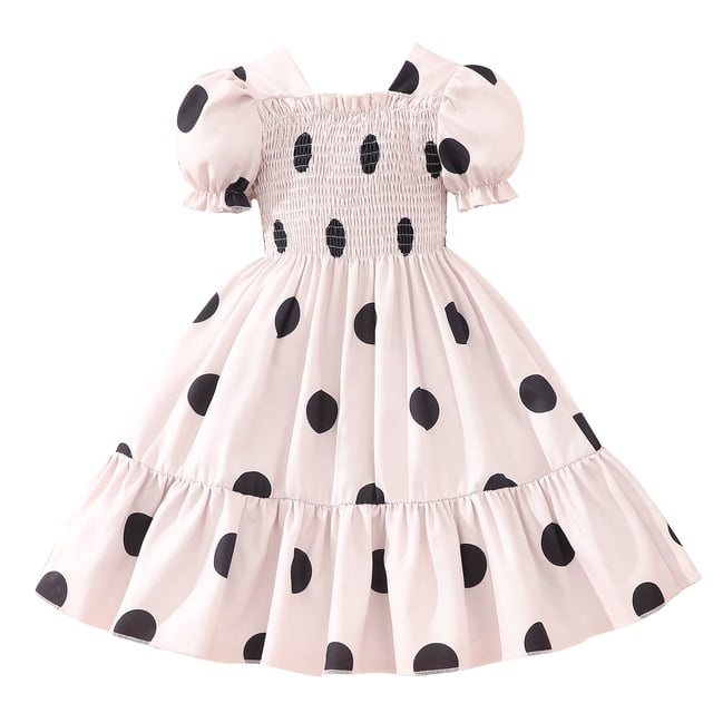 SXcggal One Robe à Manches Courtes à Imprimés pour Tout-Petites Filles, Robe de Danse Fête, Vêtements Doux Mignons Décontractés, Robe pour Enfants