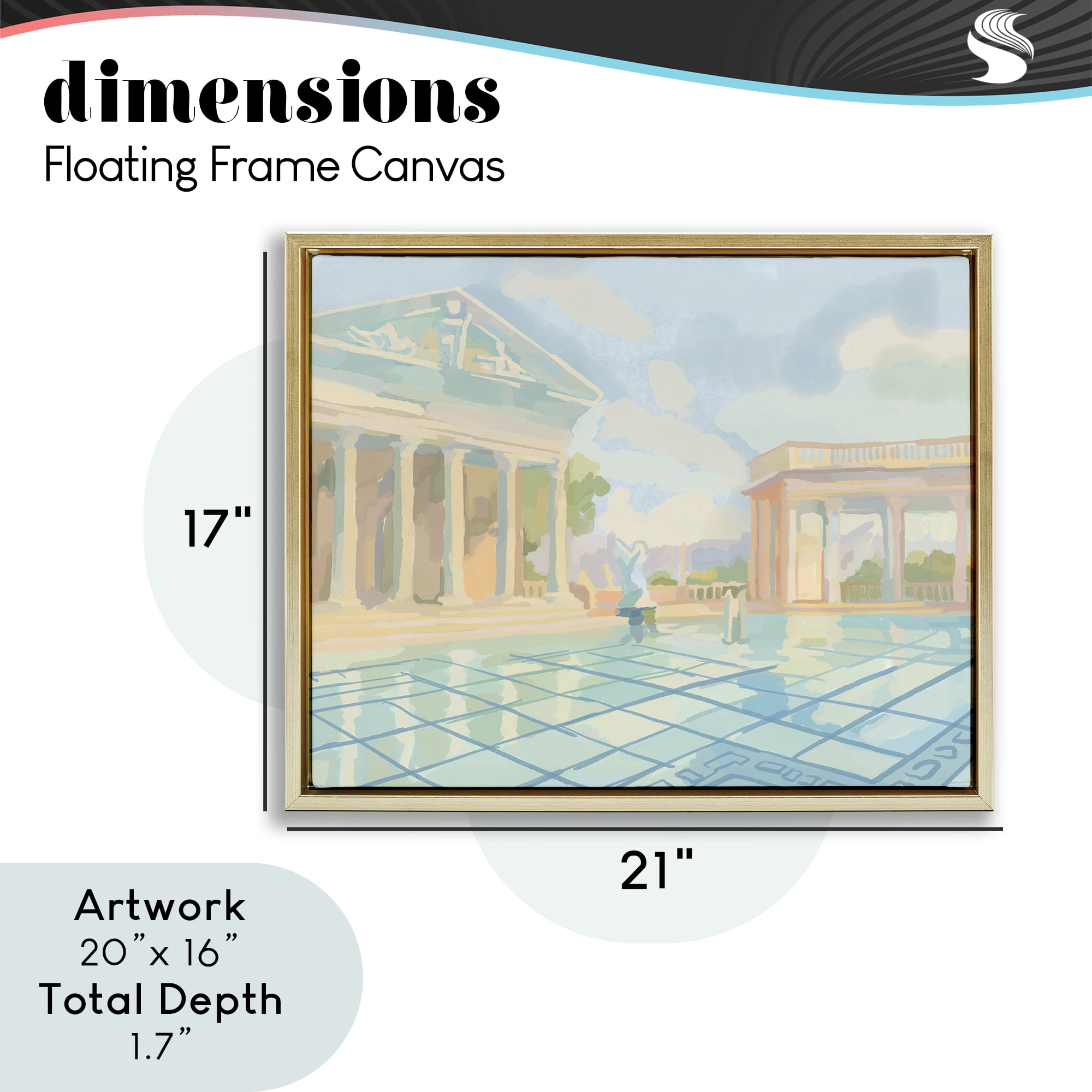 Stupell Industries Sam Simeon Architecture Gold Framed Floater Canvas Wall Art, design by Amelia Noyes