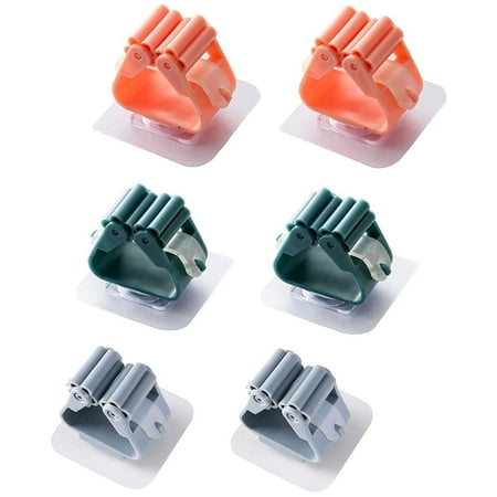 

6Pcs Heavy Duty Kitchen Hooks Broom Tool Mop Holder Mop and Broom Holder Bathroom Organizer Mop Hanger