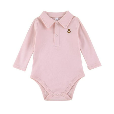 

DOUBFIVSY Newborn Infant Baby Boy Girl Polo Bodysuit One Piece Romper Solid Short Sleeve Romper Summer Clothes