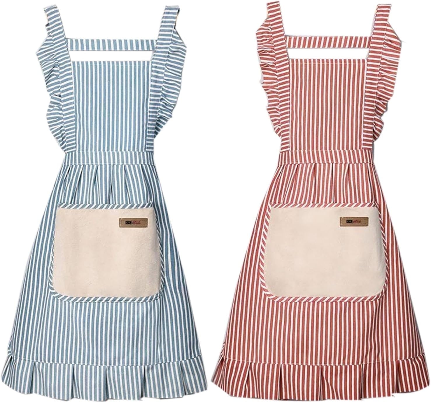 XLSXEXCL 2 Pack Waterproof Kitchen Aprons For Women & Men - Adjustable With Pockets, Chef BBQ Cooking Apron Set