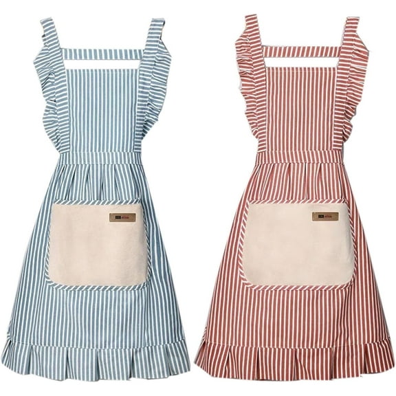 TEXIJUSO‎ 2 Pcs Adjustable Kitchen Apron Cooking Apron for Women for Men With Pockets Work Apron Grill Restaurant