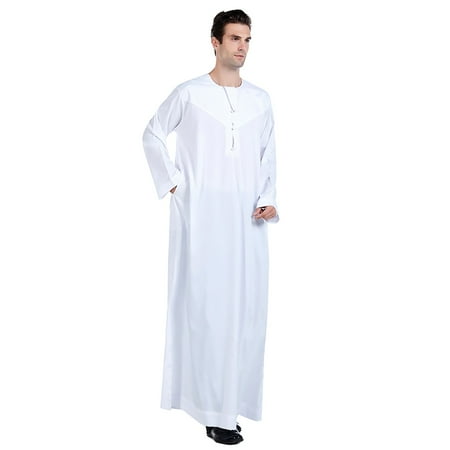 

Suit for Women Stand Solid Men s Middle Color Arab Robe Collar Clothes