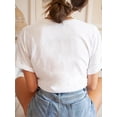 thumbnail image 3 of Mona Lisa Print T-shirt Short Sleeve Crew Neck Casual Top For Summer & Spring Women's Clothing Tee, 3 of 7