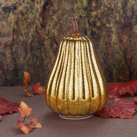 Mercury Glass Home Decor Pumpkin Light, 8.7" Battery Operated LED