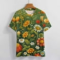 thumbnail image 3 of Nostalgic Vintage Floral Women's Short Sleeve Tops Casual Blouses T Shirt, 3 of 6