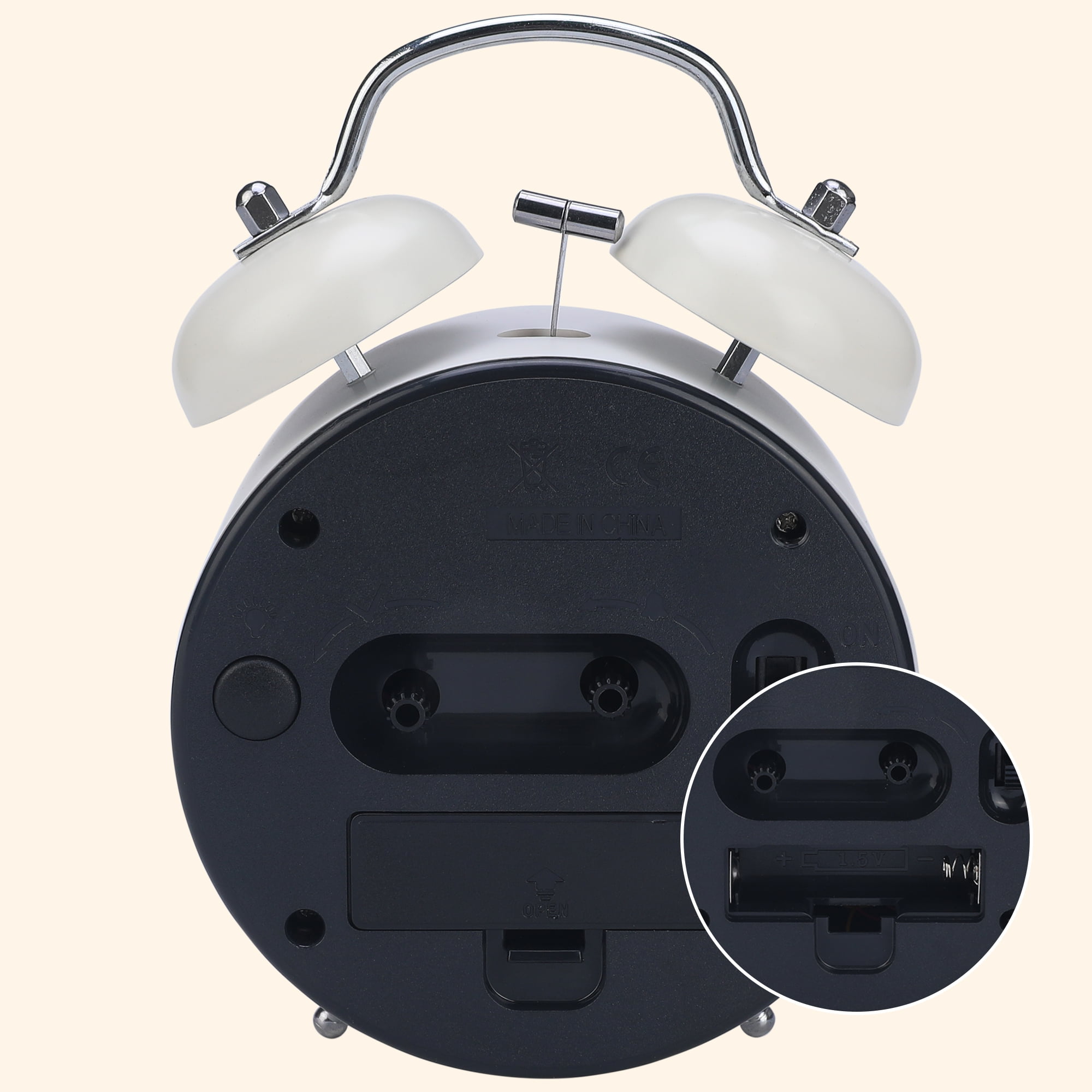 Unique Bargains Non-Tick Alarm Clock with Astronaut Pattern White 4.2"L x 2.1"W x 6.4"H