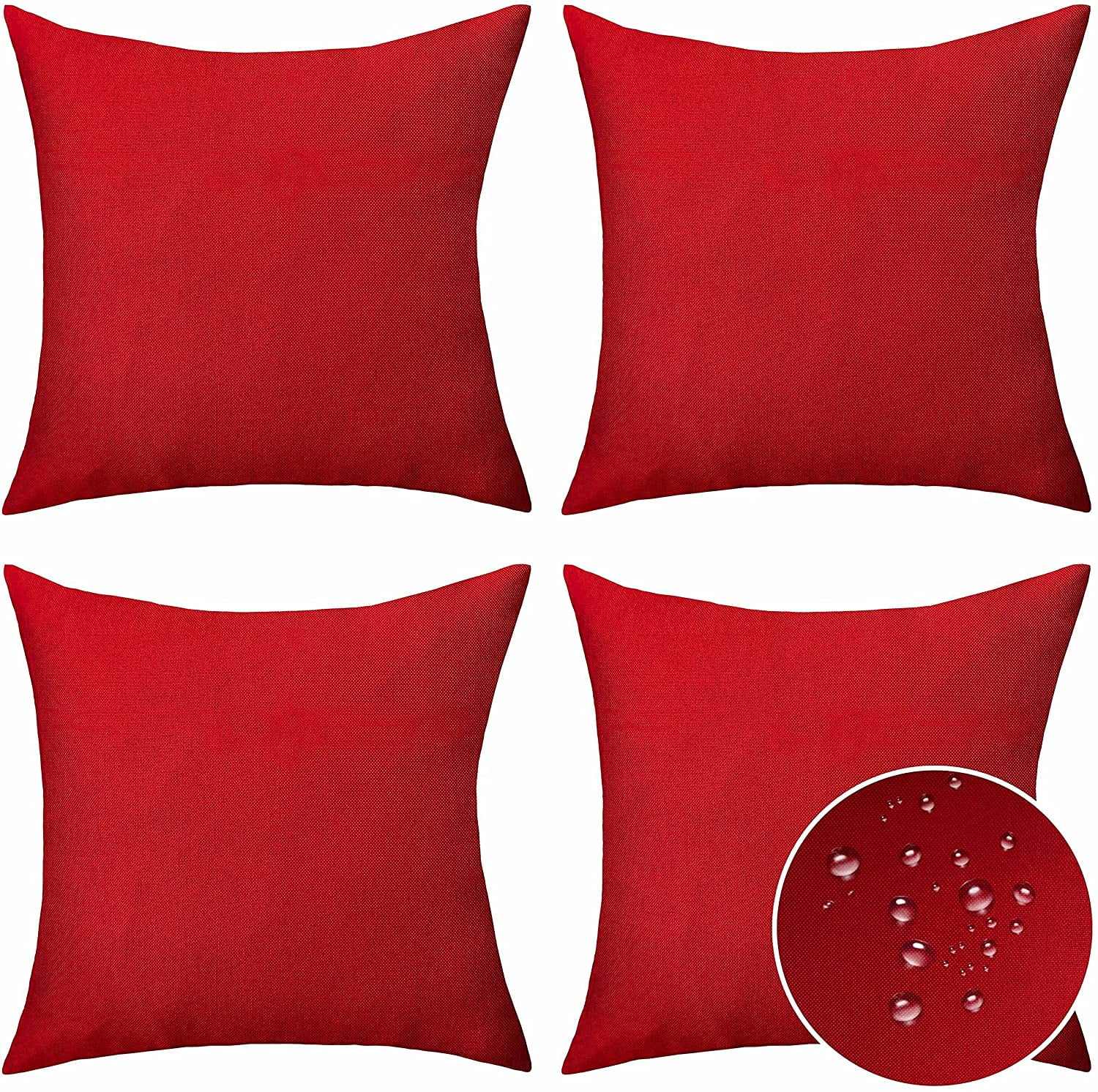 Pillow Covers 20x20 Set of 4, Red Outdoor Throw Pillows for Couch Patio