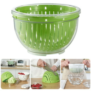 New Pink Sehrgut Salad Cutter Bowl, 100% PP Plastic Salad Chopper Bowl