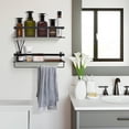 thumbnail image 3 of Uten Floating Shelves, Wall Mounted Iron Shelves Set of 2, Bathroom Storage Shelves with Towel Rack, Black, 3 of 12