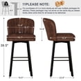thumbnail image 2 of MultiHaven 30" Shell Back Bar Stools Set of 3,Swivel Counter Height PU Leather Chairs with Metal Legs for Kitchen Island,Bar,Cafe - Brown, 2 of 9