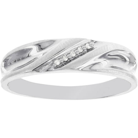 Diamond Accented Sterling Silver Men's Band