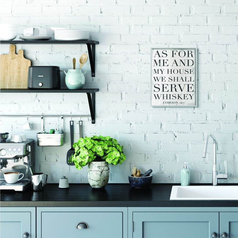 Stupell Industries Serve Whiskey Funny Family Kitchen Word Design Framed Wall Art by Daphne Polselli
