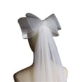 thumbnail image 1 of Nvzi Velo de novia con apliques de encaje y nudo de lazo, velo de novia largo hasta la cadera de 2 niveles, velo de tul suave para novias (blanco B), 1 of 5