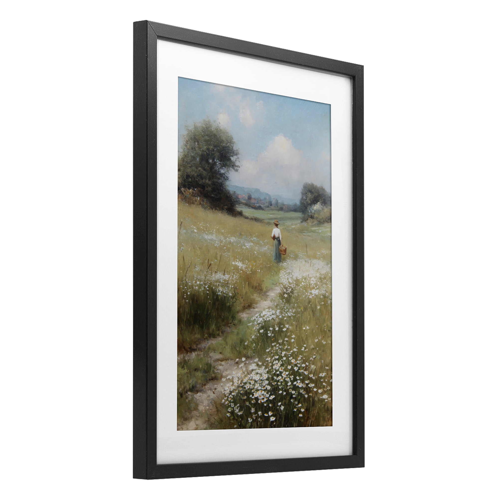 Stupell Industries Flower Gazing in Summer Meadow Black Framed Print Under Glass, design by Petal Prints Design