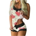 thumbnail image 2 of Rciityk Valentines Womens Pajama Sets Shorts Cute Heart Print Spaghetti Strap Lace Tank Tops and Shorts Pjs Sets Summer Lounges Ladies Nightwear, 2 of 5