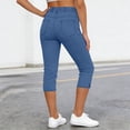thumbnail image 4 of NinXxx Women's High Waist Stretchy Button Pocket Pull On Cropped Yoga Pants Light Blue XXXL, 4 of 7