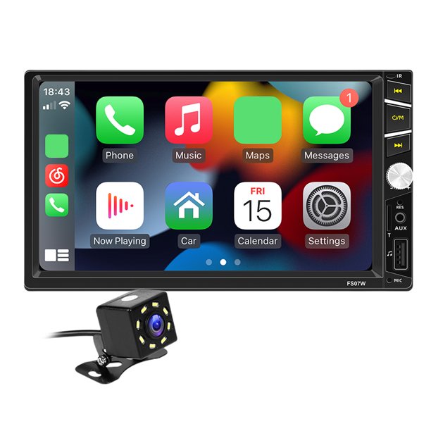 Radio Estéreo Para Coche Radio de Audio de 7 pulgadas compatible con Bluetooth inalámbrico Carplay Android Auto Mirrorlink