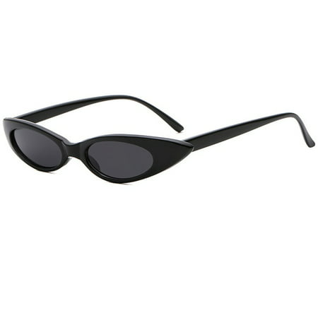 Women Fashion Retro Small Frame Cat Eye Sunglasses UV400 Outdoor Sports Traveling Glasses Black frames gray lens