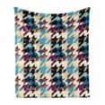 thumbnail image 1 of Art Soft Flannel Fleece Blanket, Abstract Awakening Modernized Classic Houndstooth in Colorful Design Art Illustration, Cozy Plush for Indoor and Outdoor Use, 60" x 80", Multicolor, by Ambesonne, 1 of 5