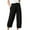 Black, variant on FAKKDUK Capri Pants for Women Casual Summer Smocked Elastic High Waisted Linen Pant Solid Loose Wide Leg Capris Trousers Straight Pants with Pocket, S&Gray