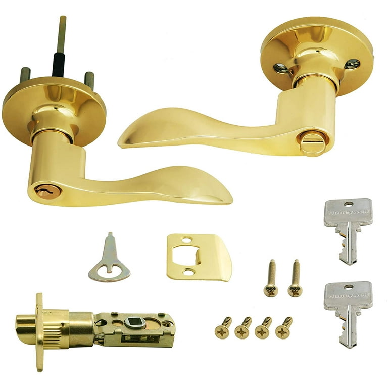 Honeywell Wave Entry Door Lever, Polished Brass, 8106001 Honeywell Wave Entry Door Lever, Polished Brass, 8106001