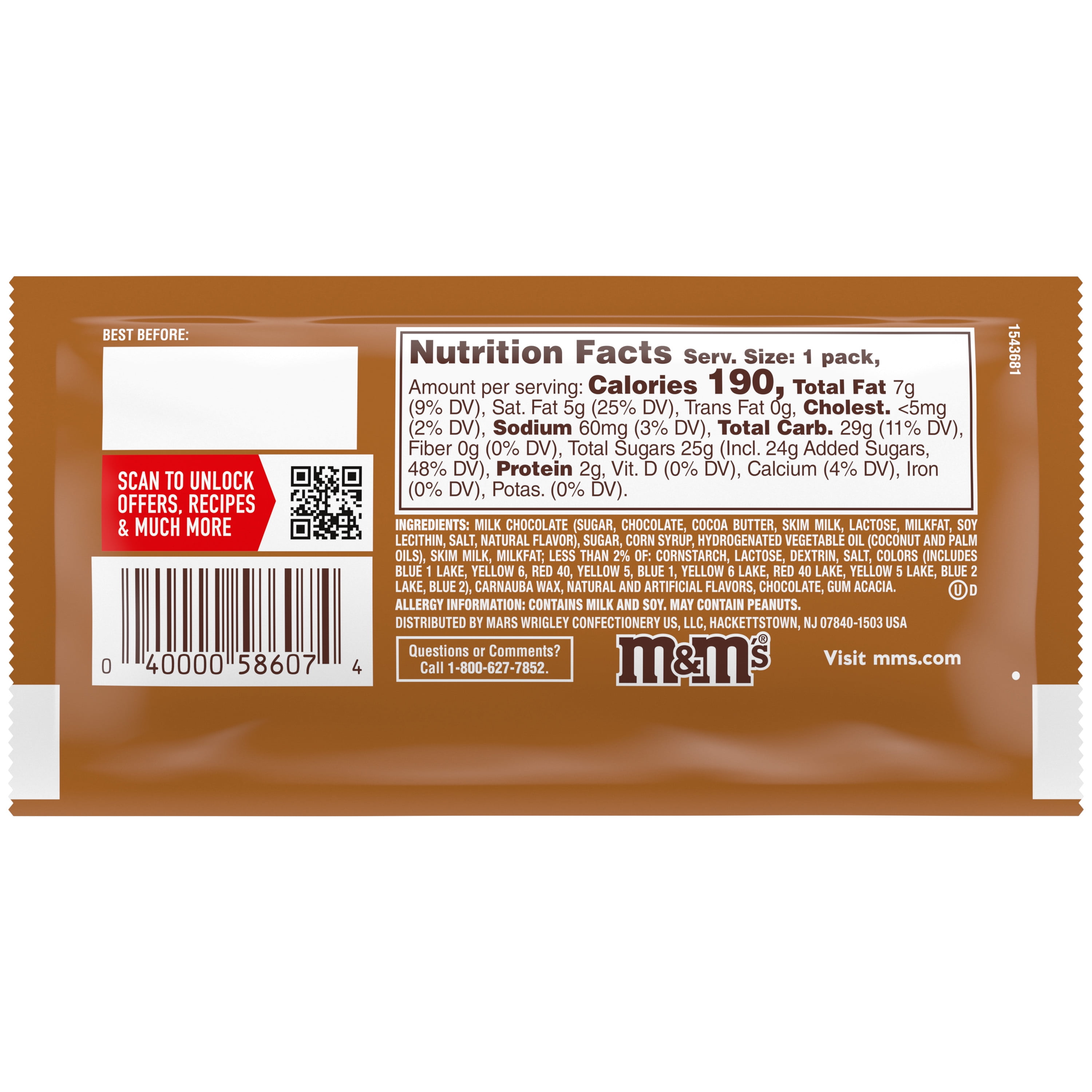 M&M's Caramel Cold Brew Milk Chocolate Candy - 1.41 oz Pack