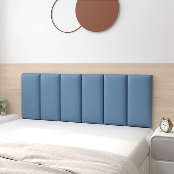 Zhuge 59*19.7in Wall-Mounted Upholstered Headboard Panels, Anti-Collision Shock-Absorbent Wall Padding for Playroom, Bedroom & Nursery Modern Accent Wall Decor, Blue A