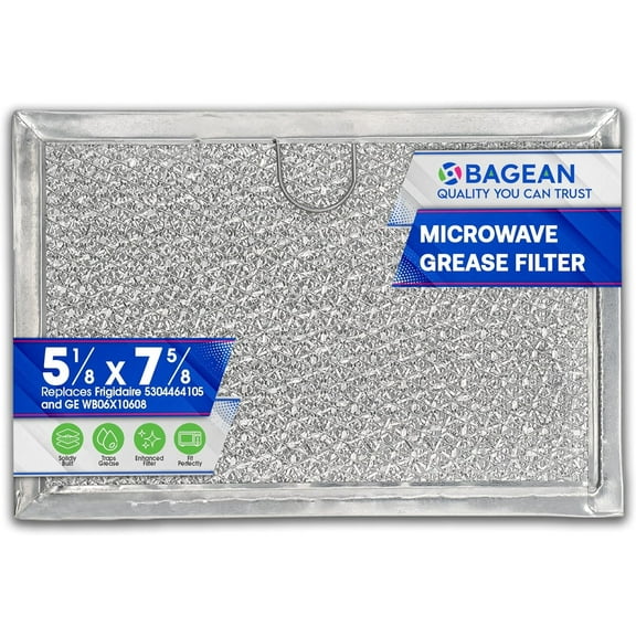 Microwave Filter Replacement 5.12” x 7.64” Fits Frigidaire 5304464105 WB06X10608 GE Microwave Filter - Aluminum Mesh Screen Grease Filter - Filters Air Entering Over the Range Oven Vent Fan (1-Pack)