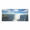 thumbnail image 1 of Waterfall Gym Towel, Victoria Waterfall and Mountain Cliff Sunshine Natural Landscape Photo, One-Sided Quick Dry Microfiber for Beach Fitness & Swimming, 60" x 30", Blue White Green, by Ambesonne, 1 of 2