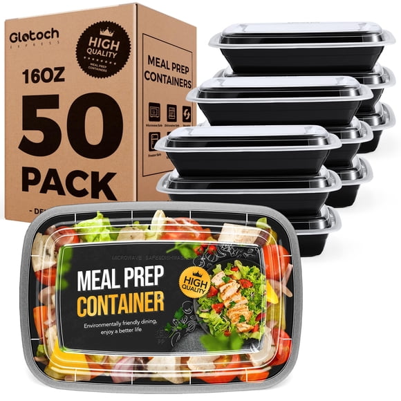 Recipientes para preparación de comidas Glotoch, 16 onzas, reutilizables, 100 piezas con tapas