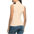 thumbnail image 5 of Brglopf Womens Plus Size Sleeveless T-Shirt Summer Trendy Mock Turtleneck Tank Tops Slim Fit Basic Stretchy Layer Tee Shirts(Beige,3XL), 5 of 9