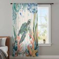 thumbnail image 3 of Sea Turtle Coastal Sheer Curtains 84 Inches Long, Summer Nautical Starfish Coral Beige Light Filering Curtains, Breathable Simi Curtain Privacy Drapes for Living Room Bedroom Window Treatment, 3 of 9