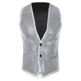 iEFiEL Unisex Men Women Shiny Sequin Waistcoat Sleeveless Retro Disco