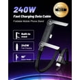 thumbnail image 2 of Cable USB-C a USB-C de 240W con Soporte para Teléfono Incorporado, Cable de Carga Rápida de 5 Pies en Ángulo Recto para Juegos, 2 of 7