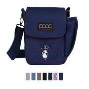 DOOG - Walkie Bag - Stylish Coss Body Dog Walking Bag/Satchel with Compartments for Phone, Keys, Money - Navy Blue/Red