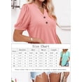 thumbnail image 5 of ONLYSHE Womens V-Neck Button Up T Shirts Short Sleeve Tunic Tops Loose Fit Henley Blouse, 5 of 5