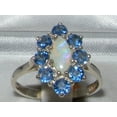 thumbnail image 3 of LBG British Made 10k White Gold Natural Opal & Sapphire Womens Statement Ring - 33 size options - Size 11.5, 3 of 9