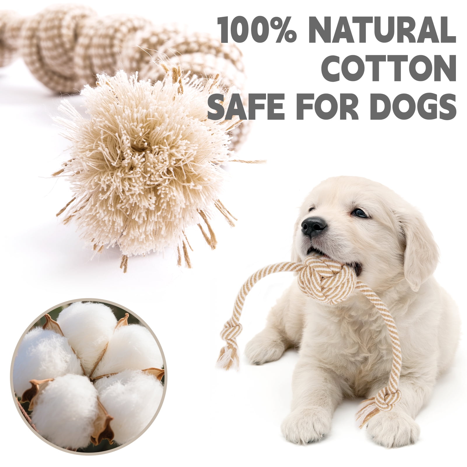 Easy Joy 5pcs Dog Rope Toy for Small Dog Natural Chew Toys for Puppy Medium & Small Dogs Tug of War Rope for Puppies Clean & Relieve Teething
