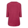 thumbnail image 4 of Chandails d'Automne Grande Taille pour Femmes Automne et Hiver Couleur Unie Col Rond Bas Rayé Ample Décontracté Manches Trois-Quarts, 4 of 5