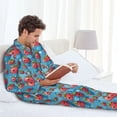 thumbnail image 6 of Wukai Cute Strawberry Flower Pot Men's Long Sleeve Pajama Set,Long Sleeve Mens Sleepwear with Pockets & Front Fly-, 6 of 7