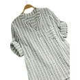thumbnail image 3 of DYMADE Women 3/4 Sleeve Stand-Up Collar Button Down Shirts with Striped Detail, 3 of 4