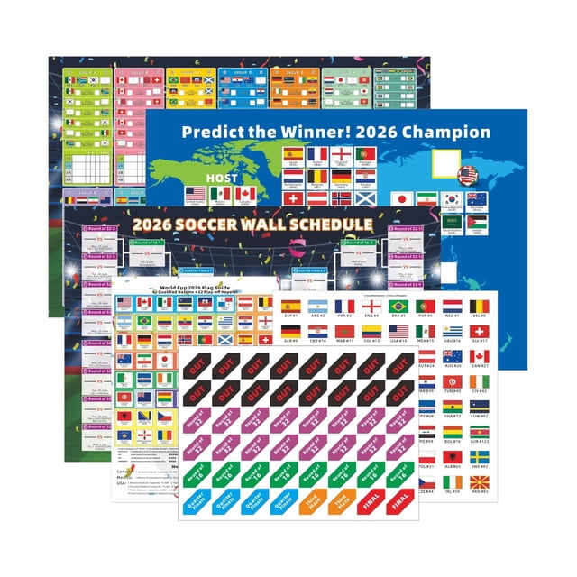 Pósters de calendario de fútbol 7 en 1 HOMIEVAR para la Copa Mundial 2026