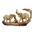 thumbnail image 3 of Éléphant Famille Safari Sculpté en Bois Look Statue Décorative, 3 of 3