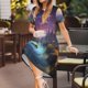 thumbnail image 3 of Balery Magical Bees Twilight River Vestidos sueltos de manga corta para mujer, vestidos de verano 2025, vestidos casuales de corte A con vuelo., 3 of 6